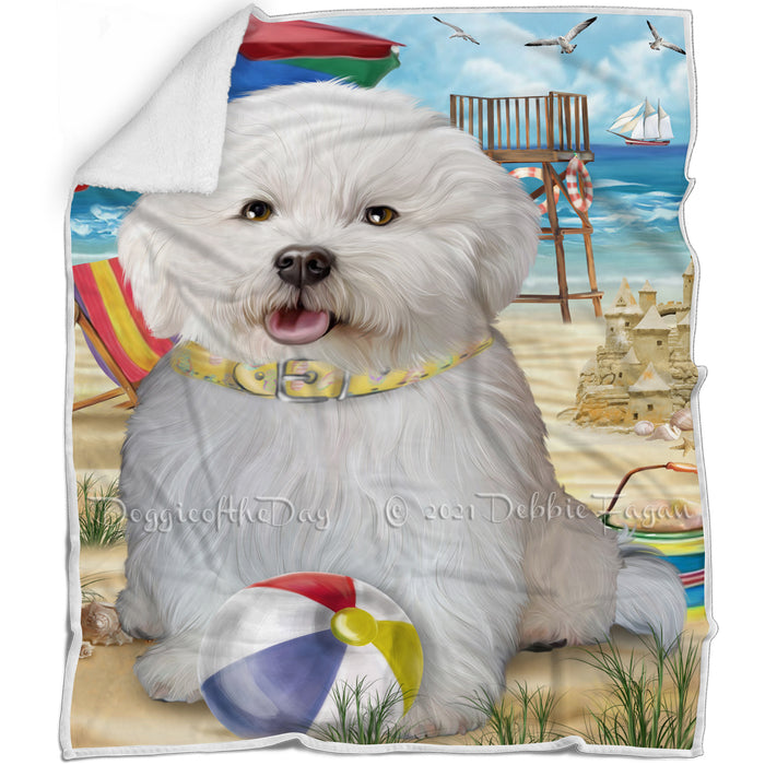 Pet Friendly Beach Bichon Frises Dog Blanket BLNKT52635