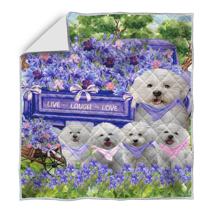 Bichon Frise Bedspread Quilt, Bedding Coverlet Quilted, Explore a Variety of Designs, Personalized, Custom, Dog Gift for Pet Lovers