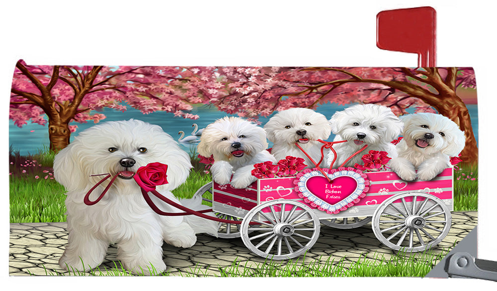 I Love Bichon Frise Dogs in a Cart Magnetic Mailbox Cover MBC48536
