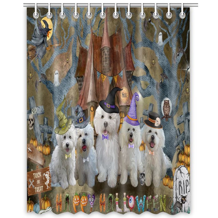 Bichon Frise Shower Curtain: Explore a Variety of Designs, Halloween Bathtub Curtains for Bathroom with Hooks, Personalized, Custom, Gift for Pet and Dog Lovers