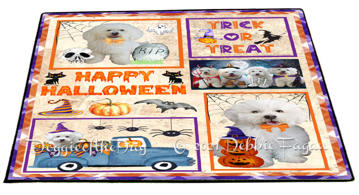 Happy Halloween Trick or Treat Bichon Frise Dogs Indoor/Outdoor Welcome Floormat - Premium Quality Washable Anti-Slip Doormat Rug FLMS58015