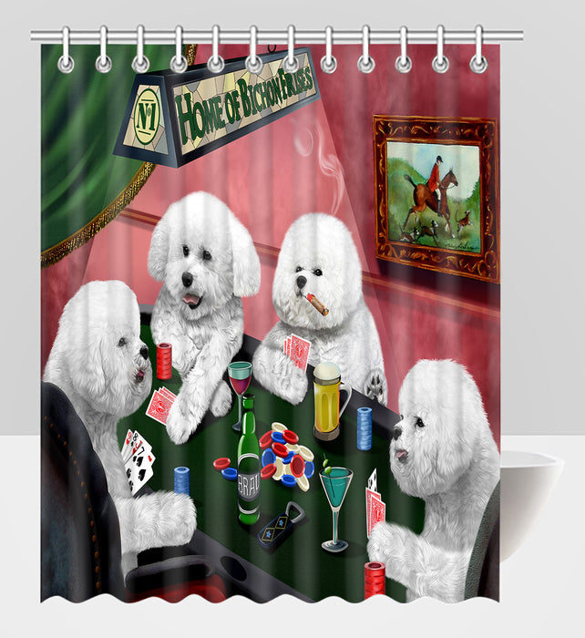 Home of  Bichon Frise Dogs Playing Poker Shower Curtain