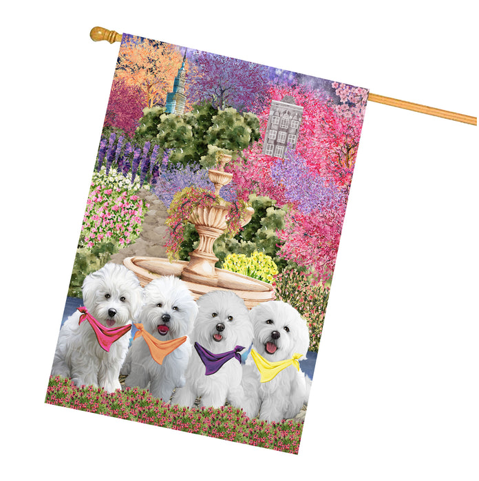Bichon Frise Dogs House Flag: Explore a Variety of Designs, Weather Resistant, Double-Sided, Custom, Personalized, Home Outdoor Yard Decor for Dog and Pet Lovers