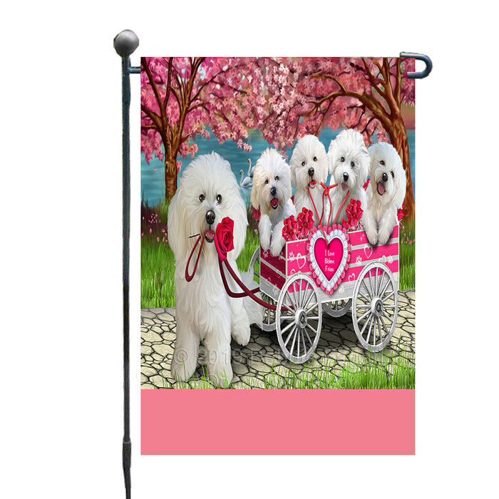 Personalized I Love Bichon Frise Dogs in a Cart Custom Garden Flags GFLG-DOTD-A62132