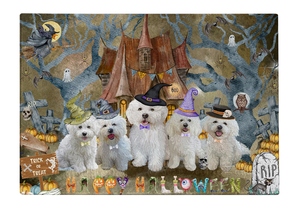 Bichon Frise Cutting Board: Explore a Variety of Designs, Personalized, Custom, Kitchen Tempered Glass Scratch and Stain Resistant, Halloween Gift for Pet and Dog Lovers