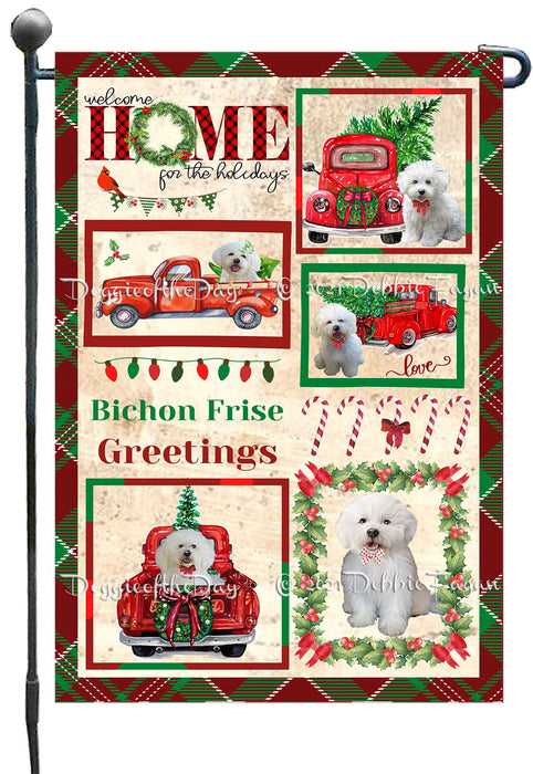 Welcome Home for Christmas Holidays Bichon Frise Dogs Garden Flag GFLG66982