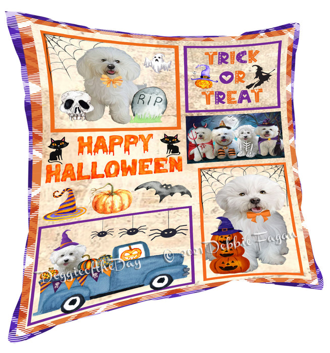 Happy Halloween Trick or Treat Bichon Frise Dogs Pillow with Top Quality High-Resolution Images - Ultra Soft Pet Pillows for Sleeping - Reversible & Comfort - Ideal Gift for Dog Lover - Cushion for Sofa Couch Bed - 100% Polyester, PILA88174