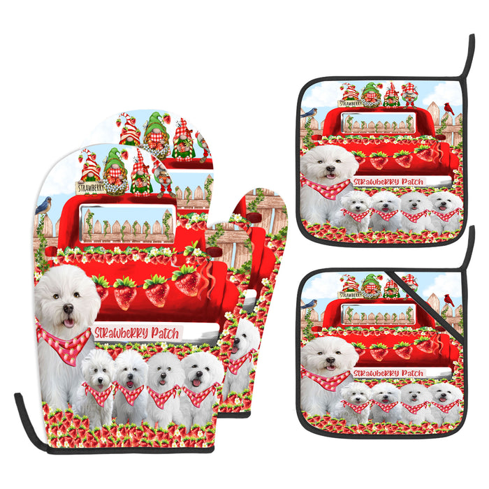 Bichon Frise Oven Mitts and Pot Holder Set, Kitchen Gloves for Cooking with Potholders, Explore a Variety of Designs, Personalized, Custom, Dog Moms Gift