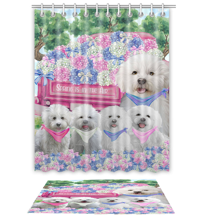 Bichon Frise Shower Curtain with Bath Mat Set: Explore a Variety of Designs, Personalized, Custom, Curtains and Rug Bathroom Decor, Dog and Pet Lovers Gift