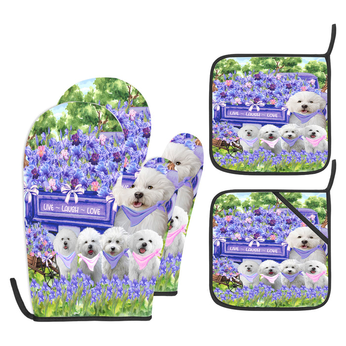 Bichon Frise Oven Mitts and Pot Holder Set, Kitchen Gloves for Cooking with Potholders, Explore a Variety of Custom Designs, Personalized, Pet & Dog Gifts