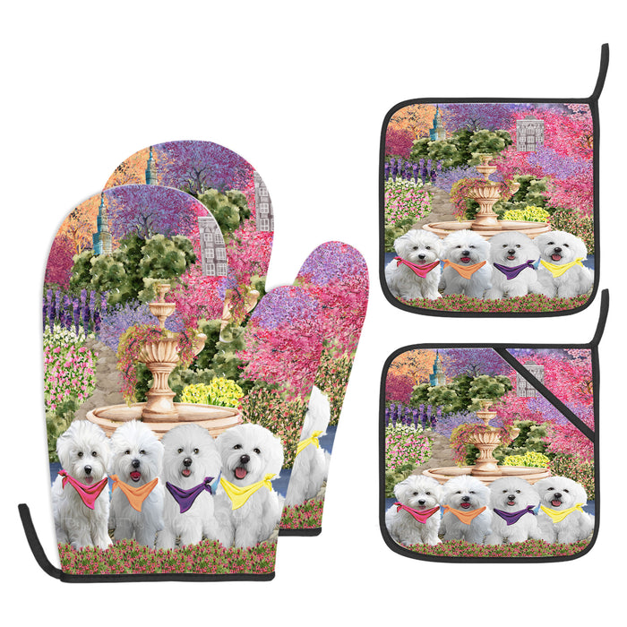 Bichon Frise Oven Mitts and Pot Holder Set: Kitchen Gloves for Cooking with Potholders, Custom, Personalized, Explore a Variety of Designs, Dog Lovers Gift