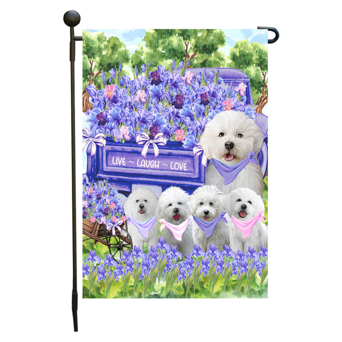 Bichon Frise Dogs Garden Flag for Dog and Pet Lovers, Explore a Variety of Designs, Custom, Personalized, Weather Resistant, Double-Sided, Outdoor Garden Yard Decoration