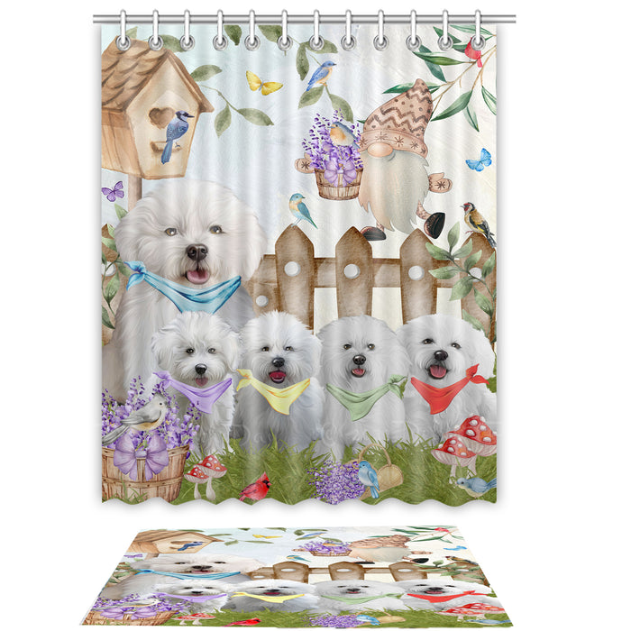 Bichon Frise Shower Curtain & Bath Mat Set, Bathroom Decor Curtains with hooks and Rug, Explore a Variety of Designs, Personalized, Custom, Dog Lover's Gifts