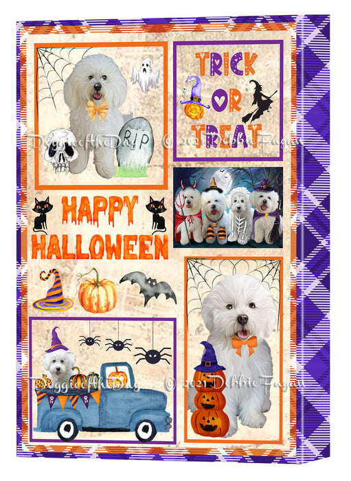 Happy Halloween Trick or Treat Bichon Frise Dogs Canvas Wall Art Decor - Premium Quality Canvas Wall Art for Living Room Bedroom Home Office Decor Ready to Hang CVS150272