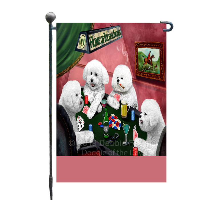 Personalized Home of Bichon Frise Dogs Four Dogs Playing Poker Custom Garden Flags GFLG-DOTD-A60244