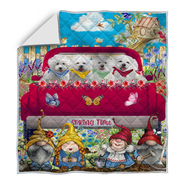 Bichon Frise Quilt, Explore a Variety of Bedding Designs, Bedspread Quilted Coverlet, Custom, Personalized, Pet Gift for Dog Lovers