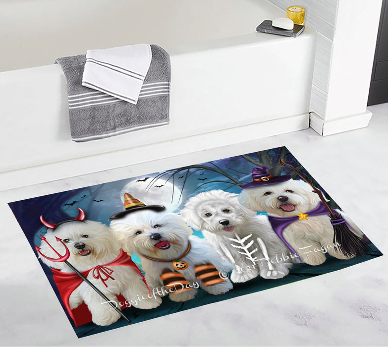 Happy Halloween Trick or Treat Bichon Frise Dogs Bathroom Rugs with Non Slip Soft Bath Mat for Tub BRUG54901