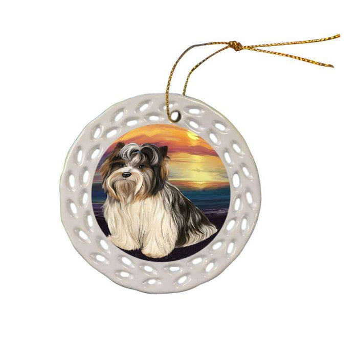 Biewer Terrier Dog Ceramic Doily Ornament DPOR51730