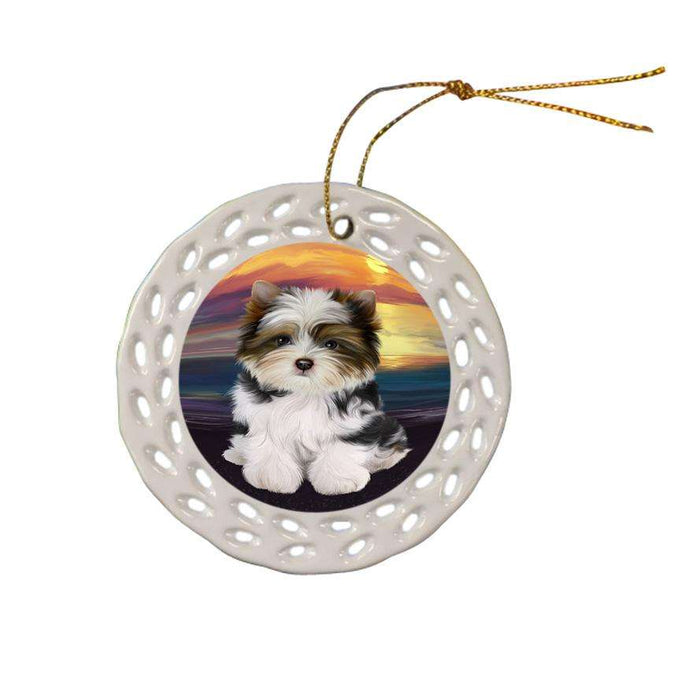 Biewer Terrier Dog Ceramic Doily Ornament DPOR51731