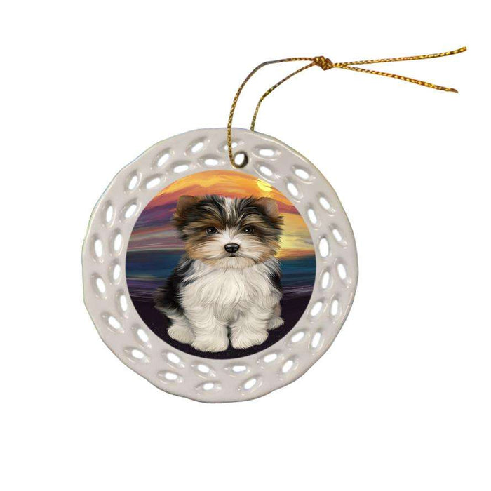 Biewer Terrier Dog Ceramic Doily Ornament DPOR51732