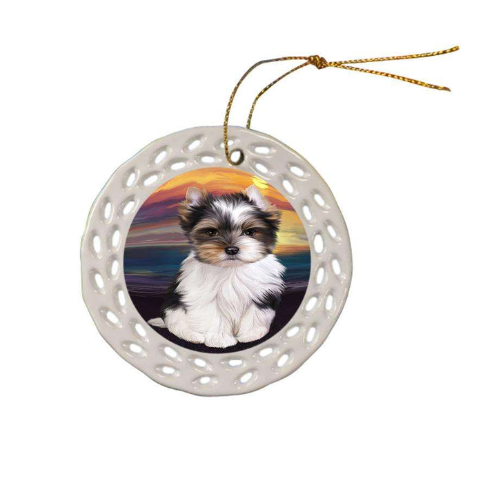 Biewer Terrier Dog Ceramic Doily Ornament DPOR51733