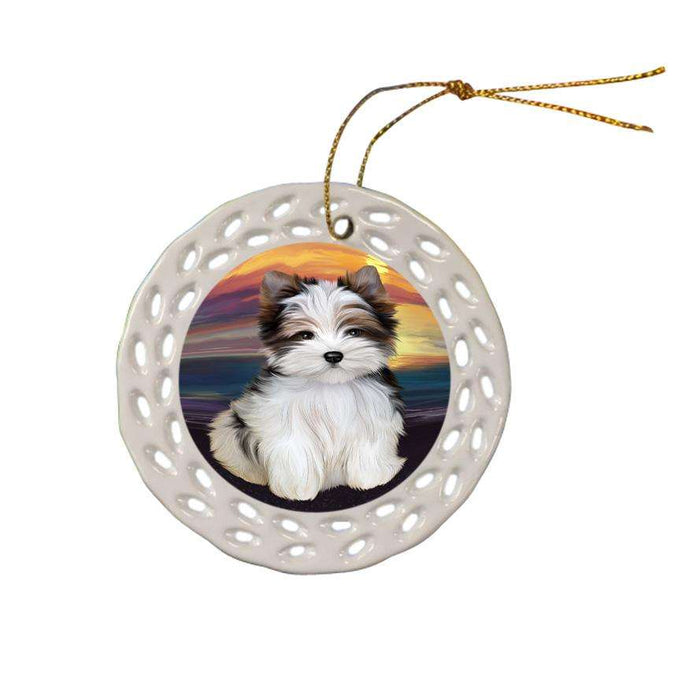 Biewer Terrier Dog Ceramic Doily Ornament DPOR51734