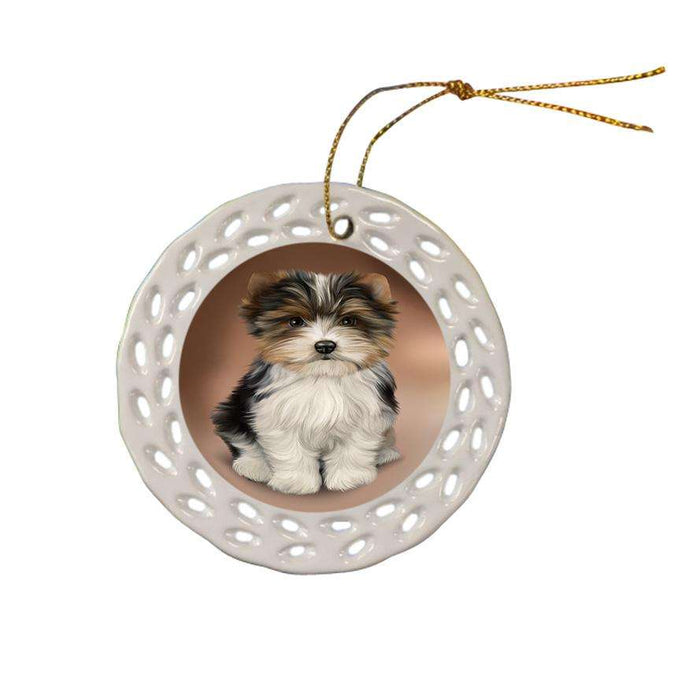 Biewer Terrier Dog Ceramic Doily Ornament DPOR51735