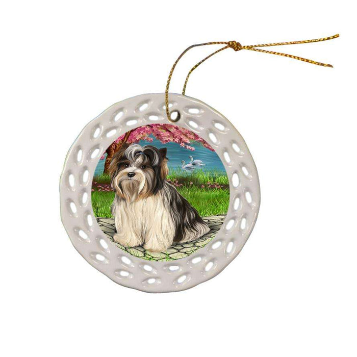Biewer Terrier Dog Ceramic Doily Ornament DPOR51736