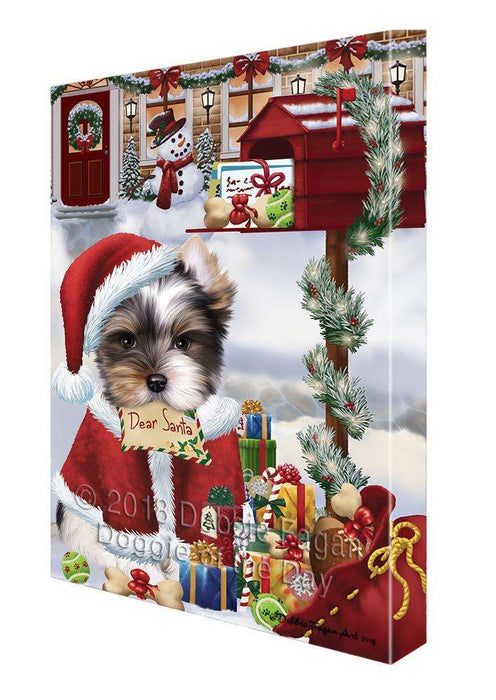 Biewer Terrier Dog Dear Santa Letter Christmas Holiday Mailbox Canvas Print Wall Art Décor CVS99566
