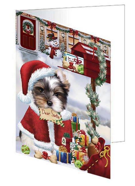 Biewer Terrier Dog Dear Santa Letter Christmas Holiday Mailbox Handmade Artwork Assorted Pets Greeting Cards and Note Cards with Envelopes for All Occasions and Holiday Seasons GCD64601