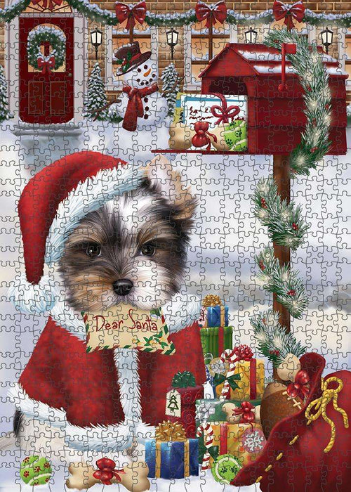 Biewer Terrier Dog Dear Santa Letter Christmas Holiday Mailbox Puzzle with Photo Tin PUZL81300