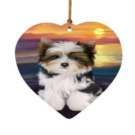 Biewer Terrier Dog Heart Christmas Ornament HPOR51731