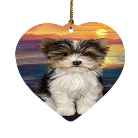 Biewer Terrier Dog Heart Christmas Ornament HPOR51732