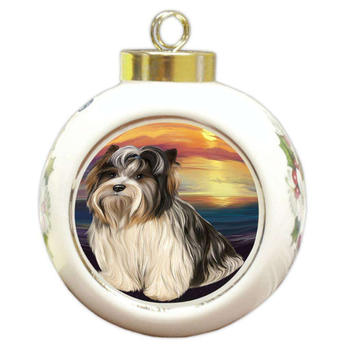 Biewer Terrier Dog Round Ball Christmas Ornament RBPOR51730