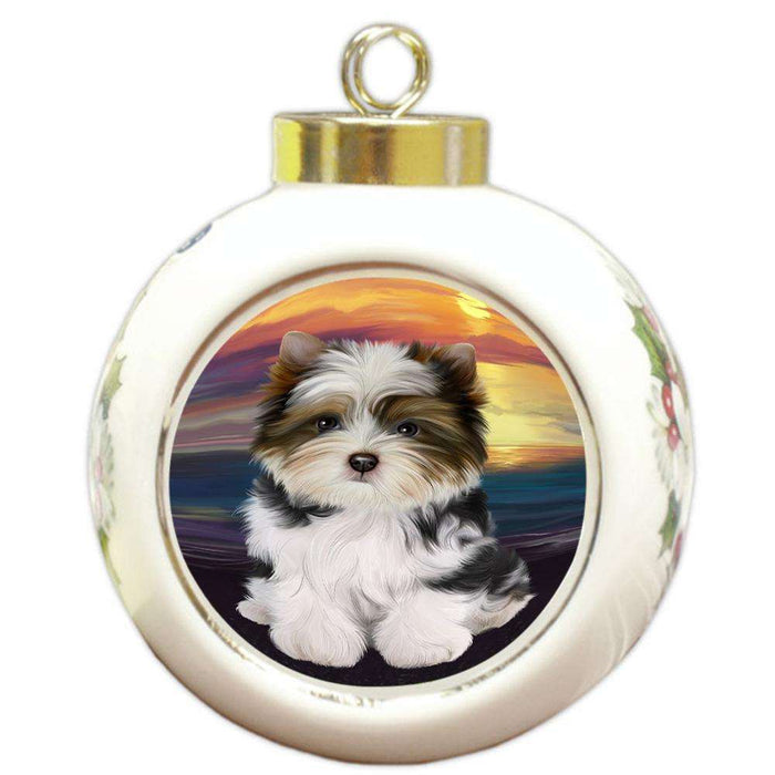 Biewer Terrier Dog Round Ball Christmas Ornament RBPOR51731