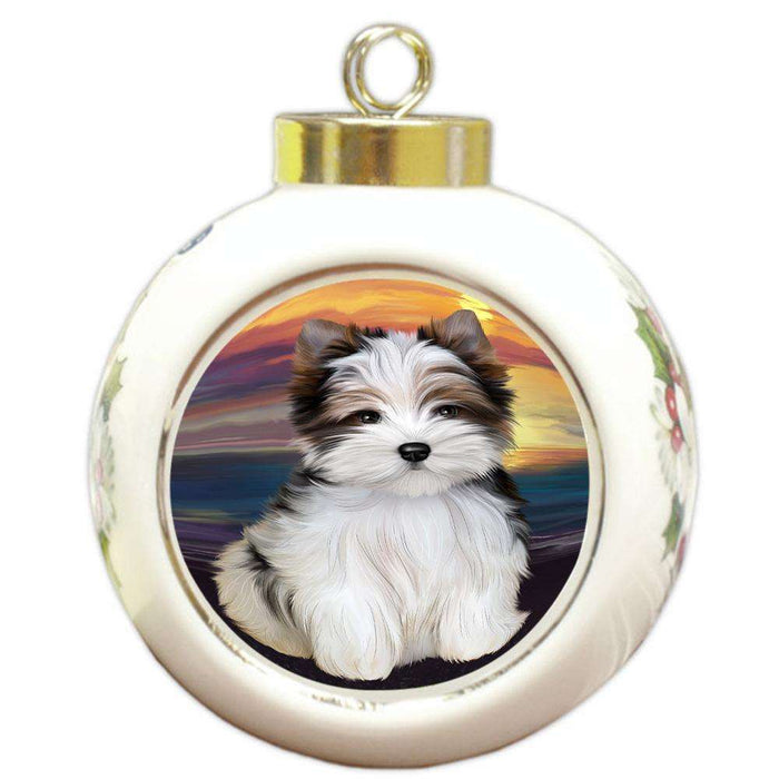 Biewer Terrier Dog Round Ball Christmas Ornament RBPOR51734
