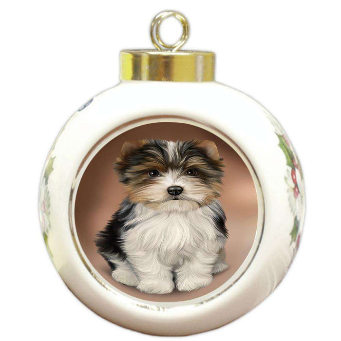 Biewer Terrier Dog Round Ball Christmas Ornament RBPOR51735