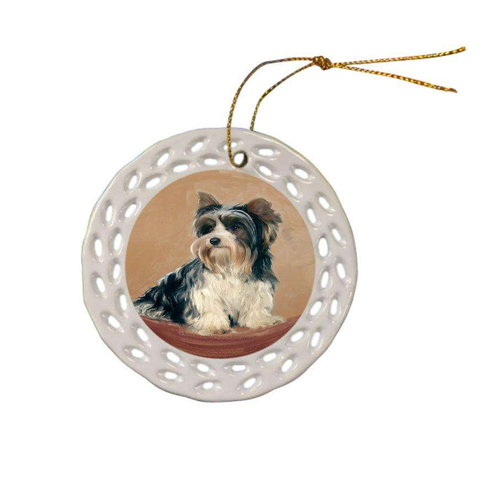 Biewer Terriers Dog Ceramic Doily Ornament DPOR54387