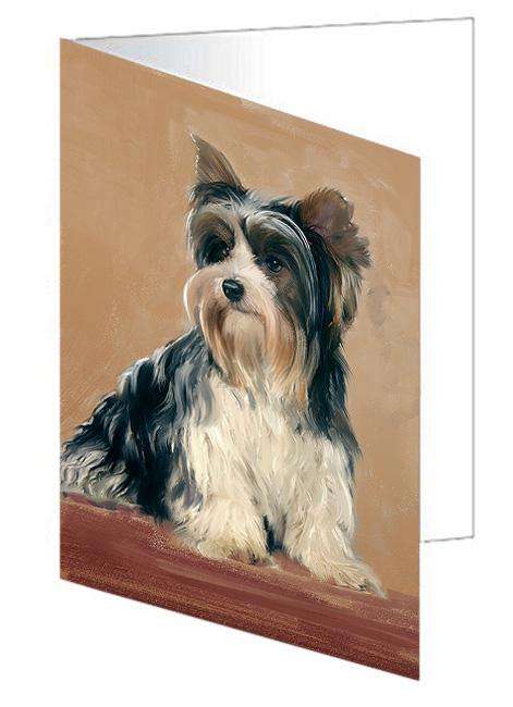 Biewer Terriers Dog Handmade Artwork Assorted Pets Greeting Cards and Note Cards with Envelopes for All Occasions and Holiday Seasons GCD67190