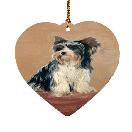 Biewer Terriers Dog Heart Christmas Ornament HPOR54387
