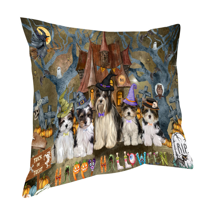 Biewer Terrier Throw Pillow, Explore a Variety of Custom Designs, Personalized, Cushion for Sofa Couch Bed Pillows, Pet Gift for Dog Lovers