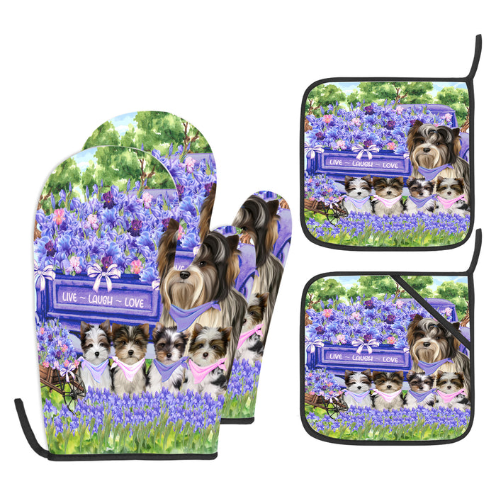 Biewer Terrier Oven Mitts and Pot Holder: Explore a Variety of Designs, Potholders with Kitchen Gloves for Cooking, Custom, Personalized, Gifts for Pet & Dog Lover