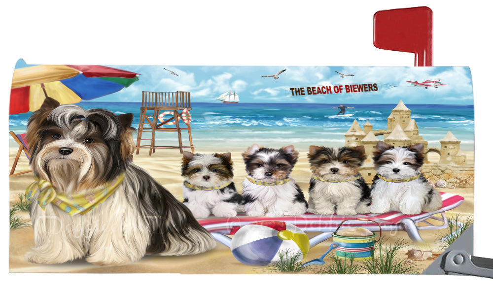 Pet Friendly Beach Biewer Dogs Magnetic Mailbox Cover Both Sides Pet Theme Printed Decorative Letter Box Wrap Case Postbox Thick Magnetic Vinyl Material