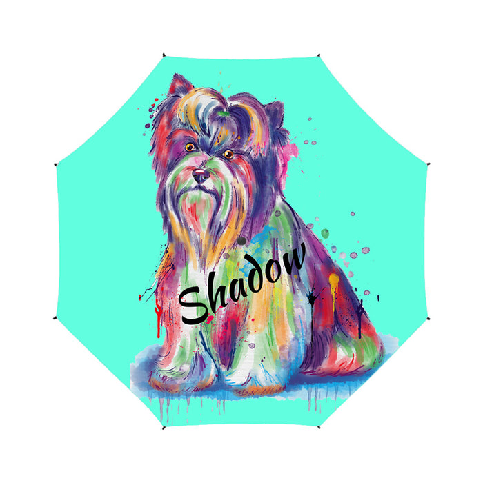 Custom Pet Name Personalized Watercolor Biewer DogSemi-Automatic Foldable Umbrella