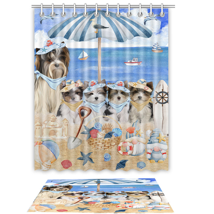 Biewer Terrier Shower Curtain & Bath Mat Set - Explore a Variety of Custom Designs - Personalized Curtains with hooks and Rug for Bathroom Decor - Dog Gift for Pet Lovers