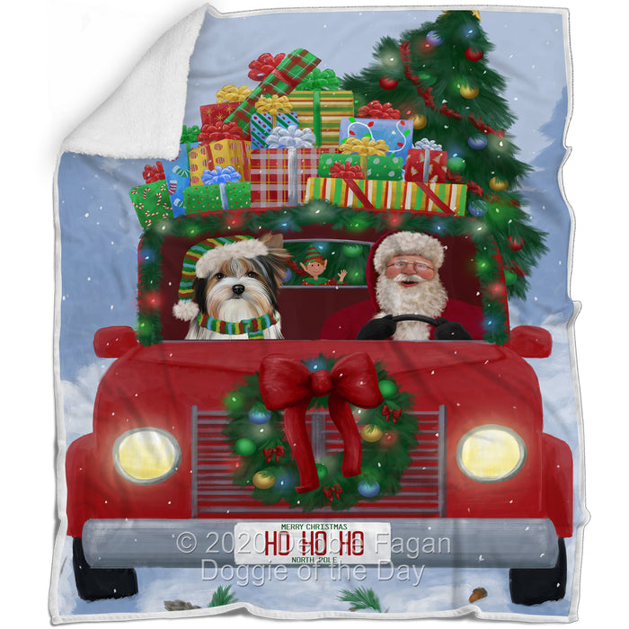 Christmas Honk Honk Red Truck Here Comes with Santa and Biewer Dog Blanket BLNKT140743