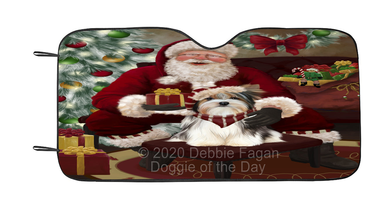 Santa's Christmas Surprise Biewer Dog Car Sun Shade Cover Curtain
