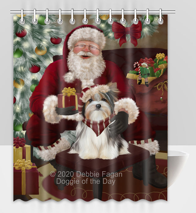 Santa's Christmas Surprise Biewer Dog Shower Curtain Bathroom Accessories Decor Bath Tub Screens SC213