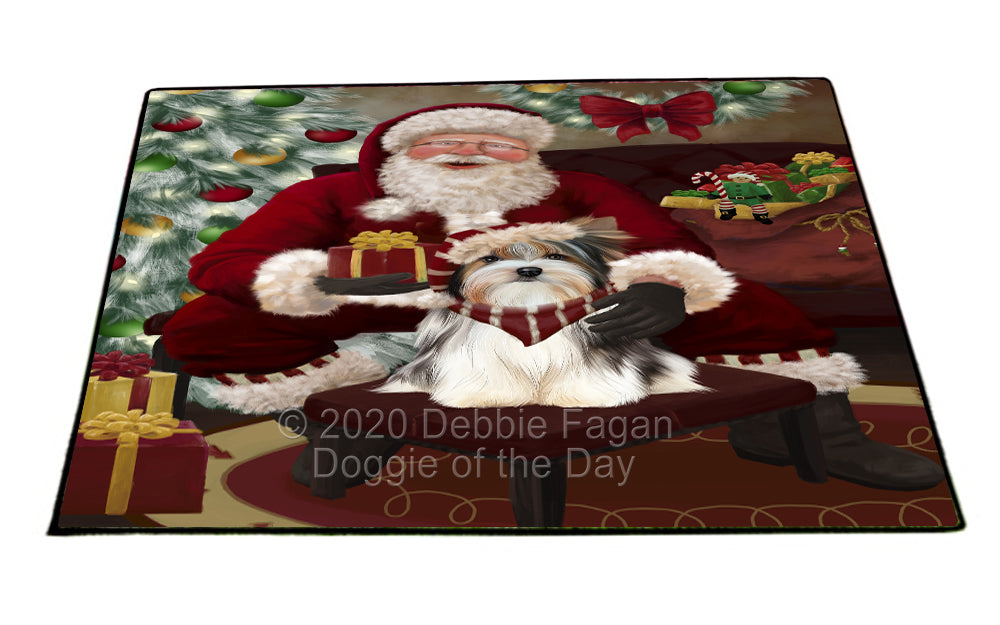 Santa's Christmas Surprise Biewer Dog Indoor/Outdoor Welcome Floormat - Premium Quality Washable Anti-Slip Doormat Rug FLMS57382