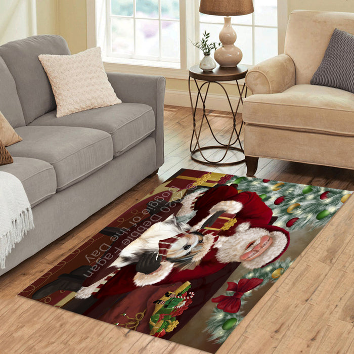 Santa's Christmas Surprise Biewer Dog Polyester Living Room Carpet Area Rug ARUG67377